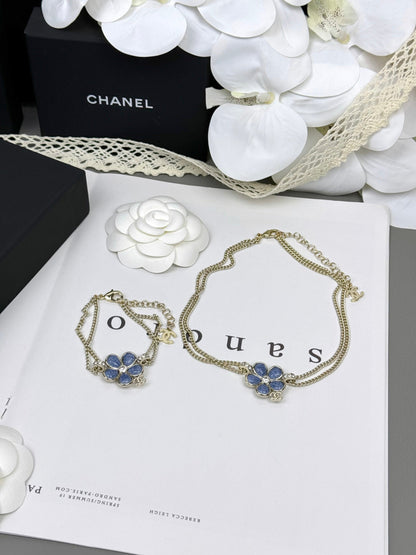 [LumiVibe]VOLTE New Blue Floral Double-Layer Bracelet