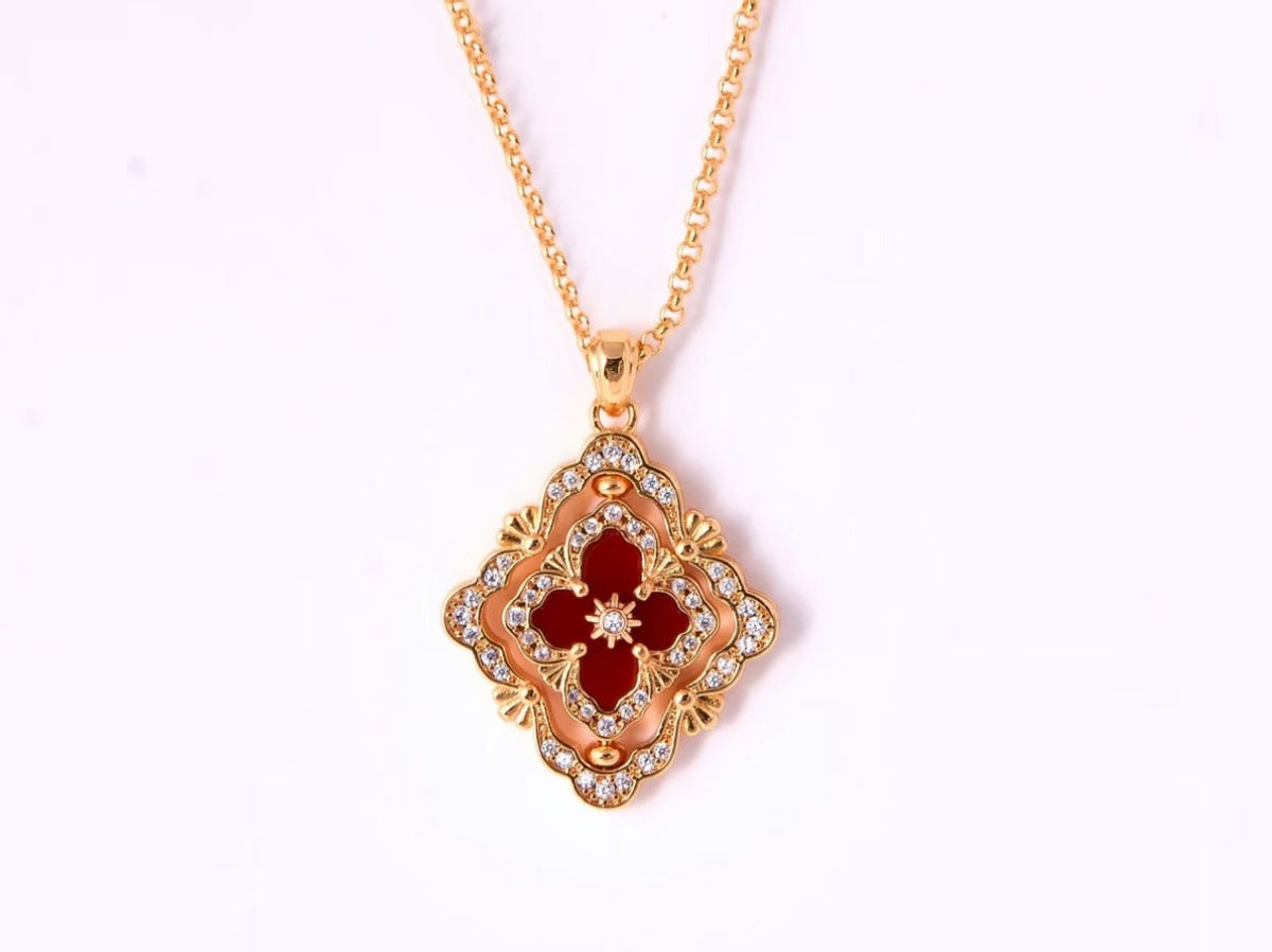 [LumiVibe] B.C.L ENAMEL ROTATING SINGLE-DIAMOND NECKLACE（Various colors）