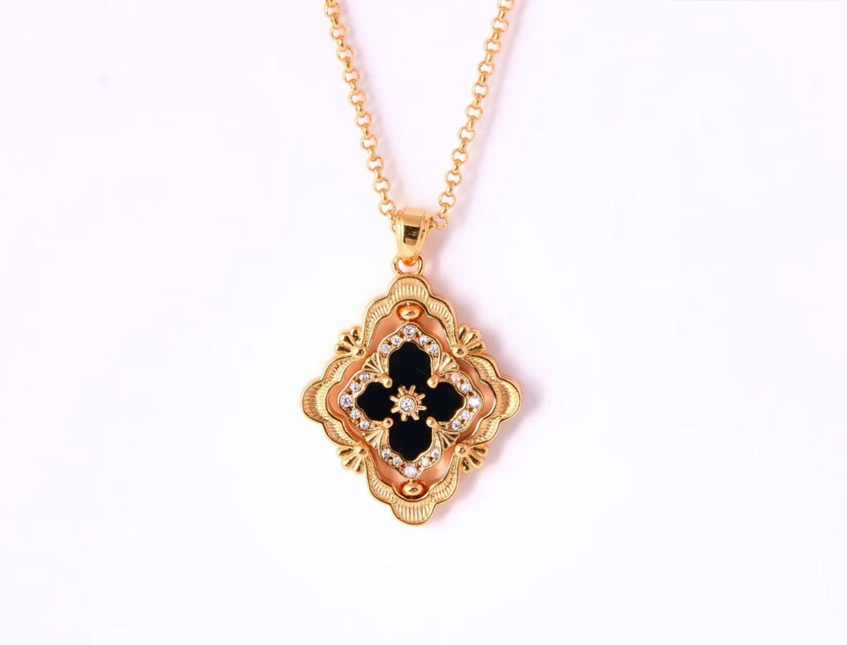 [LumiVibe] B.C.L ENAMEL ROTATING SINGLE-DIAMOND NECKLACE（Various colors）