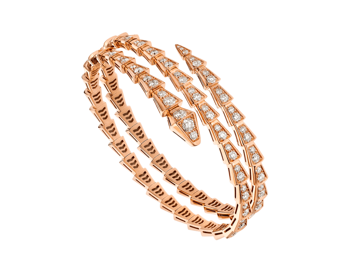[LumiVibe]SERPENTI BRACELET PINK GOLD DIAMOND DOUBLE ROW