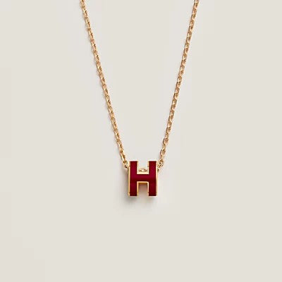 [LumiVibe]HM CLIC RED ENAMEL GOLD NECKLACE