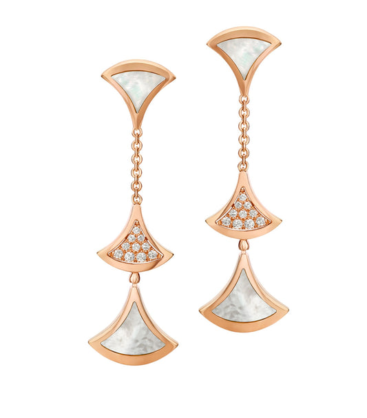 [LumiVibe]DREAM EARRINGS 3 MOTIFS DIAMOND MOP PINK GOLD