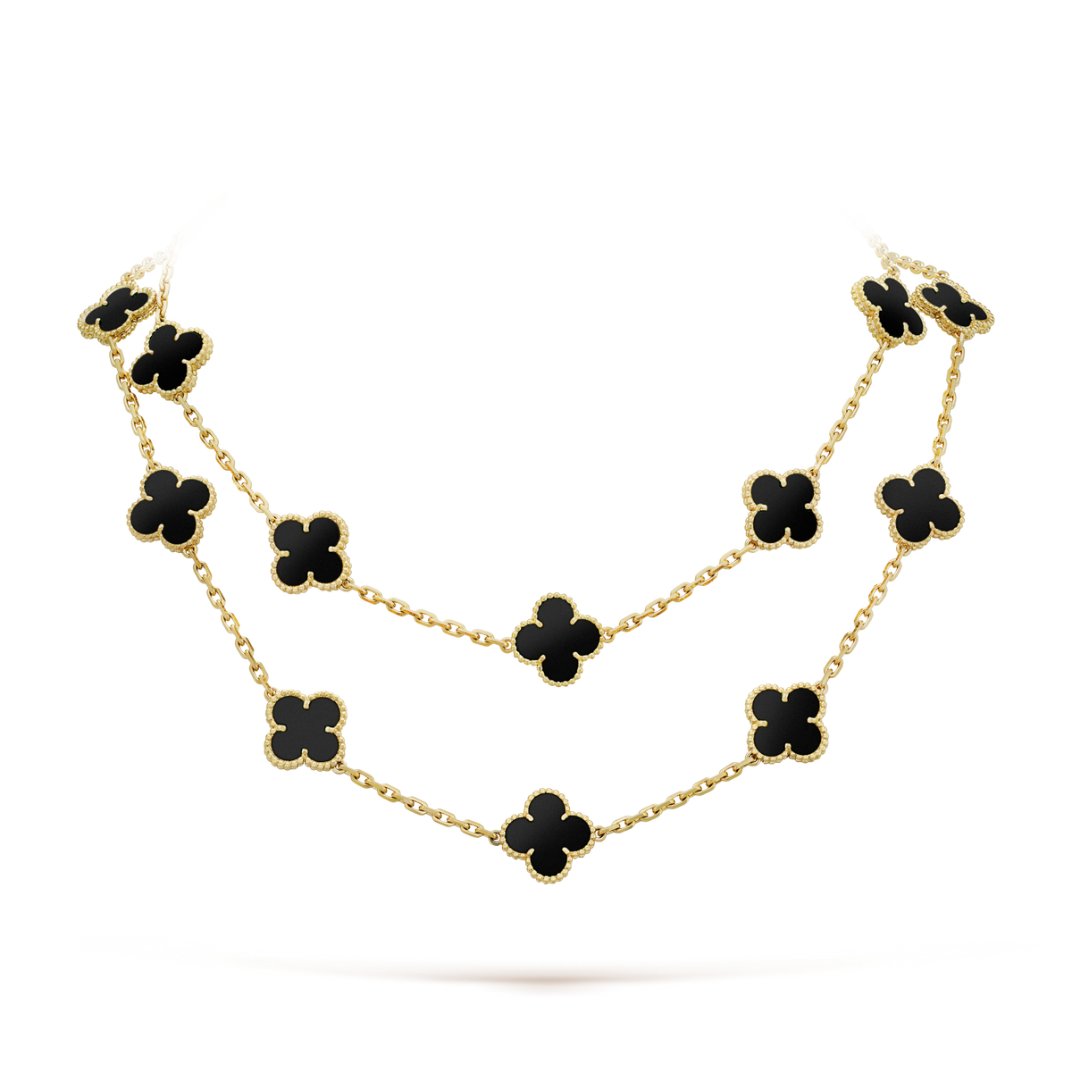 [LumiVibe]CLOVER 20 MOTIFS ONYX NECKLACE
