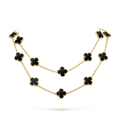[LumiVibe]CLOVER 20 MOTIFS ONYX NECKLACE