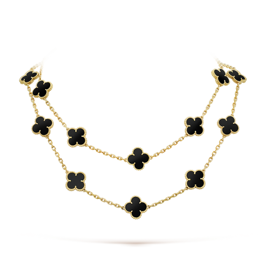 [LumiVibe]CLOVER 20 MOTIFS ONYX NECKLACE