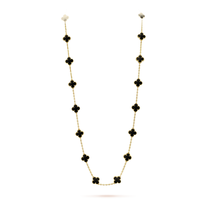 [LumiVibe]CLOVER 20 MOTIFS ONYX NECKLACE
