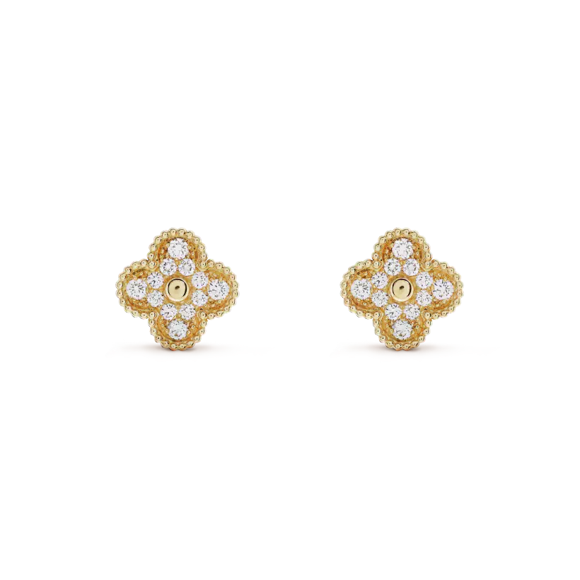 [LumiVibe]CLOVER MEDIUM 1 MOTIFS FUll DIAMOND EARRINGS
