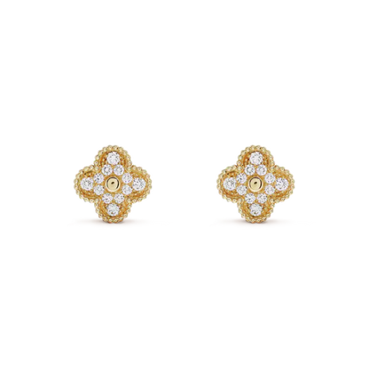 [LumiVibe]CLOVER MEDIUM 1 MOTIFS FUll DIAMOND EARRINGS