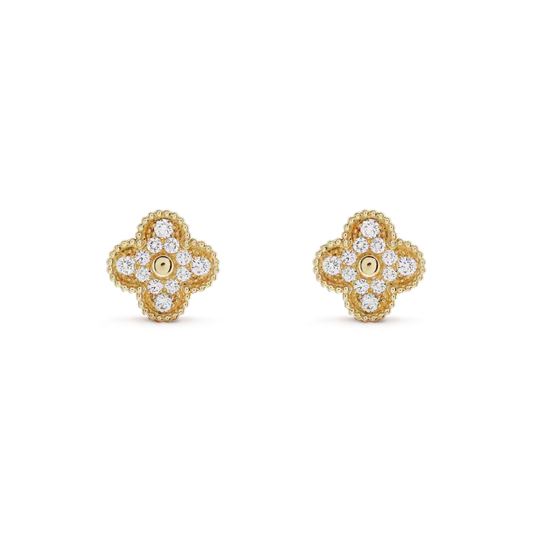 [LumiVibe]CLOVER MEDIUM 1 MOTIFS FUll DIAMOND EARRINGS