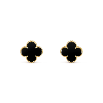 [LumiVibe]CLOVER MEDIUM 1 MOTIFS  ONYX STUD EARRINGS