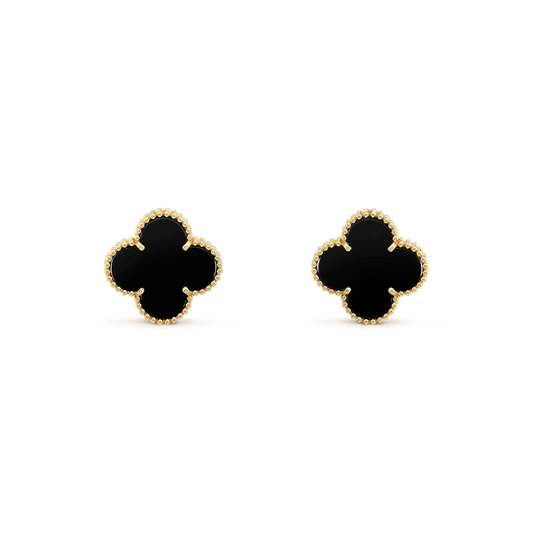 [LumiVibe]CLOVER MEDIUM 1 MOTIFS  ONYX STUD EARRINGS