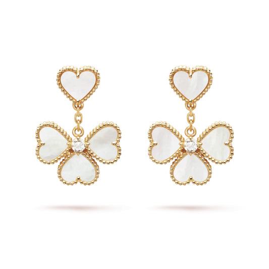 [LumiVibe]CLOVER SWEET WHITE MOP EARRINGS