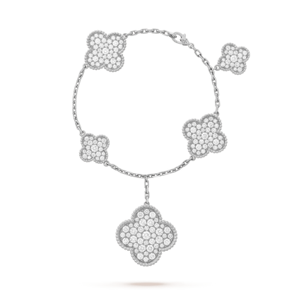 [LumiVibe]CLOVER 6 MOTIFS SILVER DIAMOND BRACELET