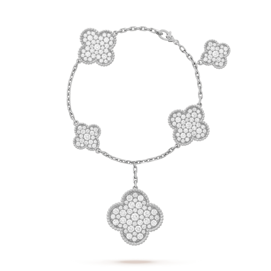[LumiVibe]CLOVER 6 MOTIFS SILVER DIAMOND BRACELET