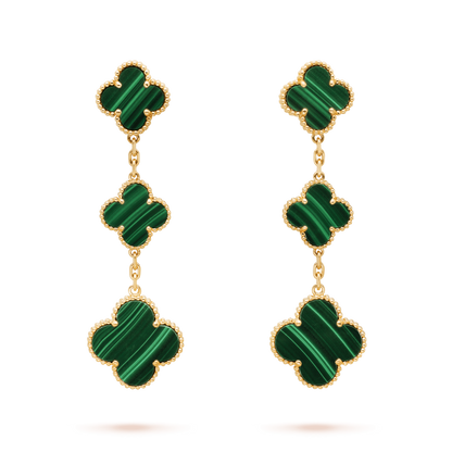 [LumiVibe]CLOVER MALACHITE 3 MOTIFS GOLD