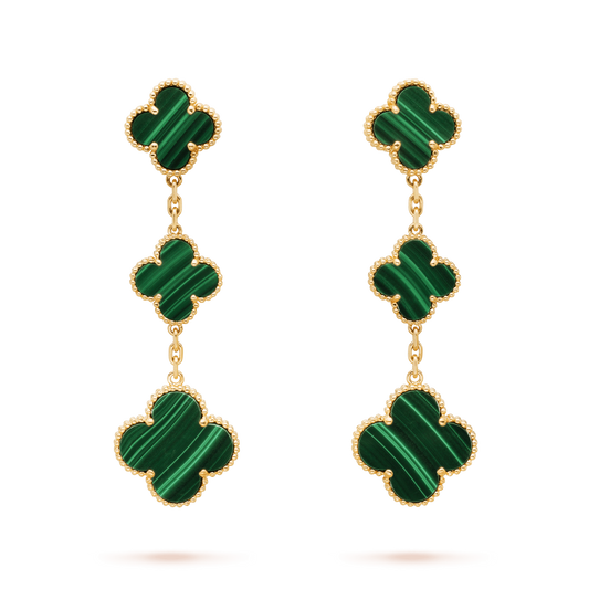 [LumiVibe]CLOVER MALACHITE 3 MOTIFS GOLD