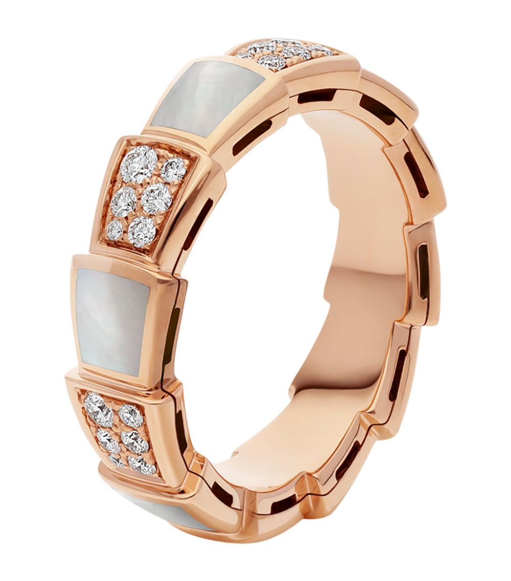[LumiVibe]SERPENTI RING PINK GOLD MOP DIAMOND PAVED 4MM