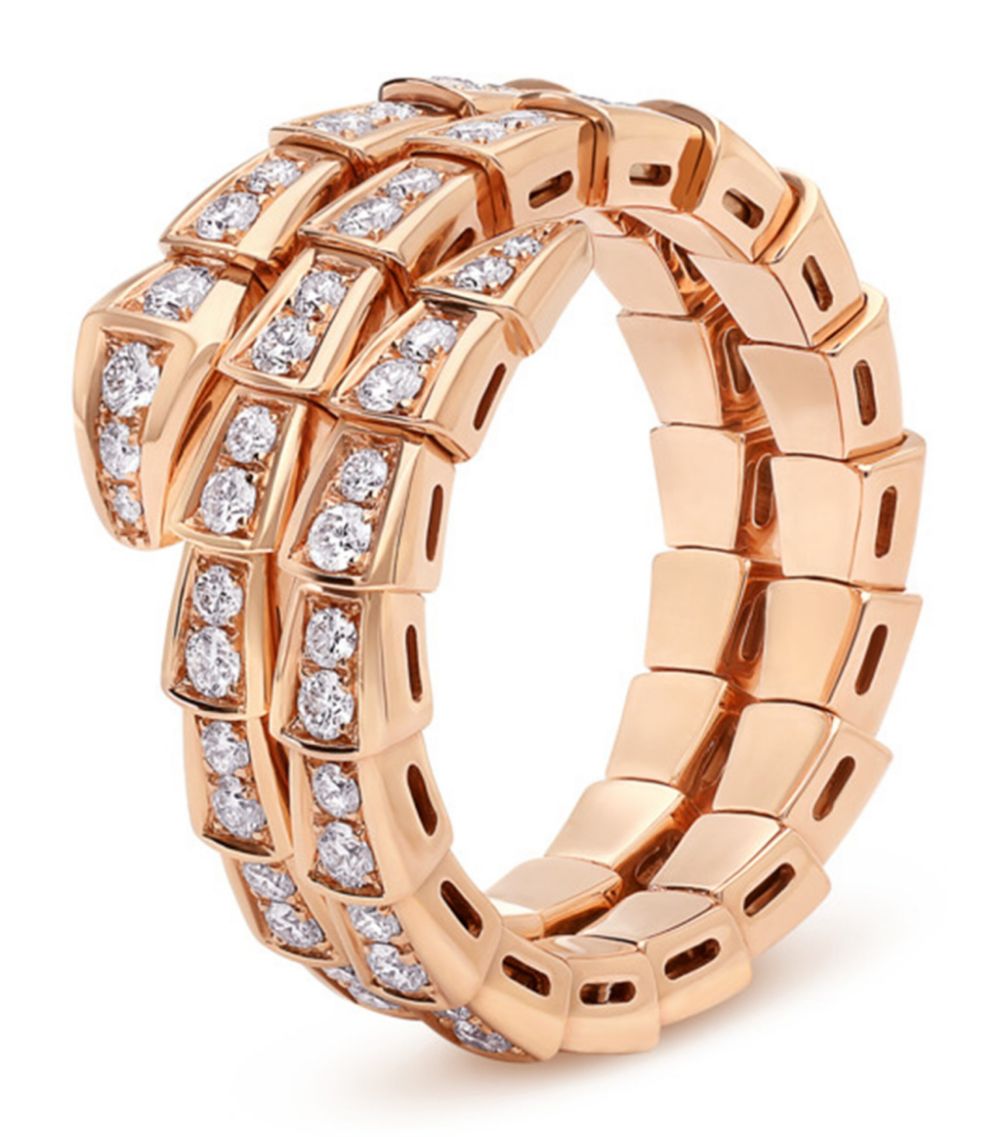 [LumiVibe]SERPENTI RING PINK GOLD DIAMOND DOUBLE ROW