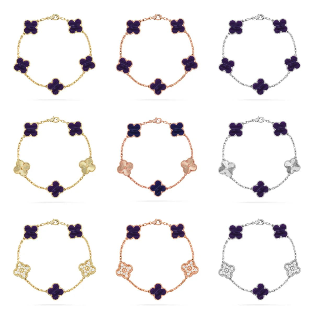 [LumiVibe]CLOVER 5 MOTIF PURPLE STRIPES BRACELET COLLECTION