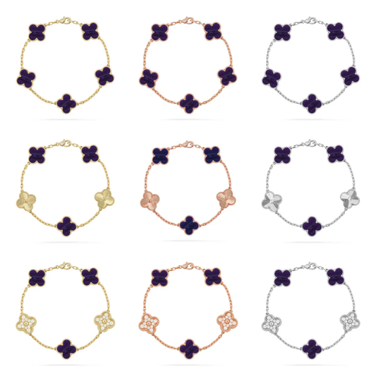 [LumiVibe]CLOVER 5 MOTIF PURPLE STRIPES BRACELET COLLECTION