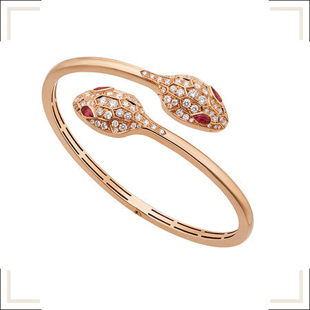 [LumiVibe]SERPENTI BRACELET PINK GOLD DIAMOND DOUBLE SNAKE