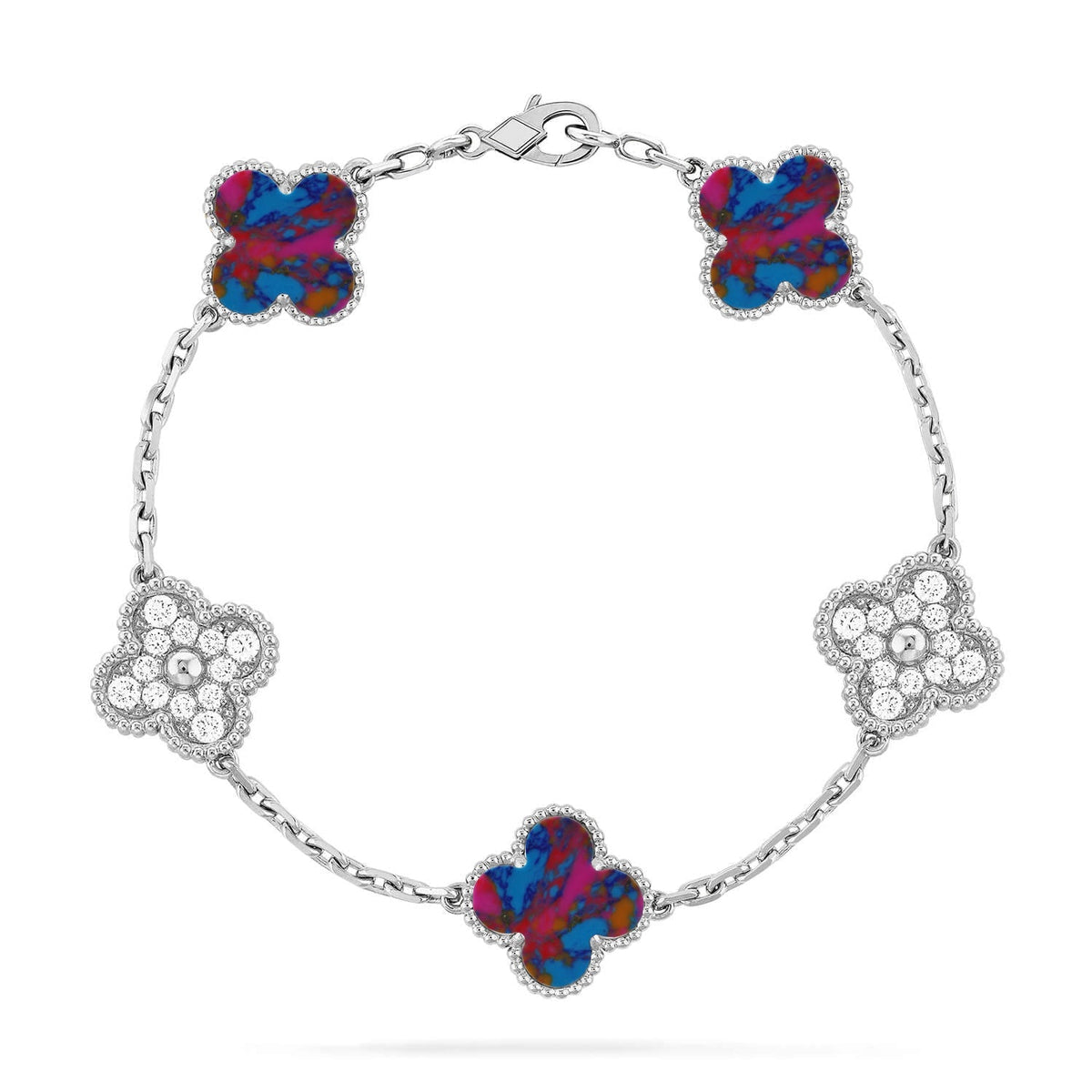 [LumiVibe]CLOVER 5 MOTIF COLOR GEMSTONES BRACELET COLLECTION