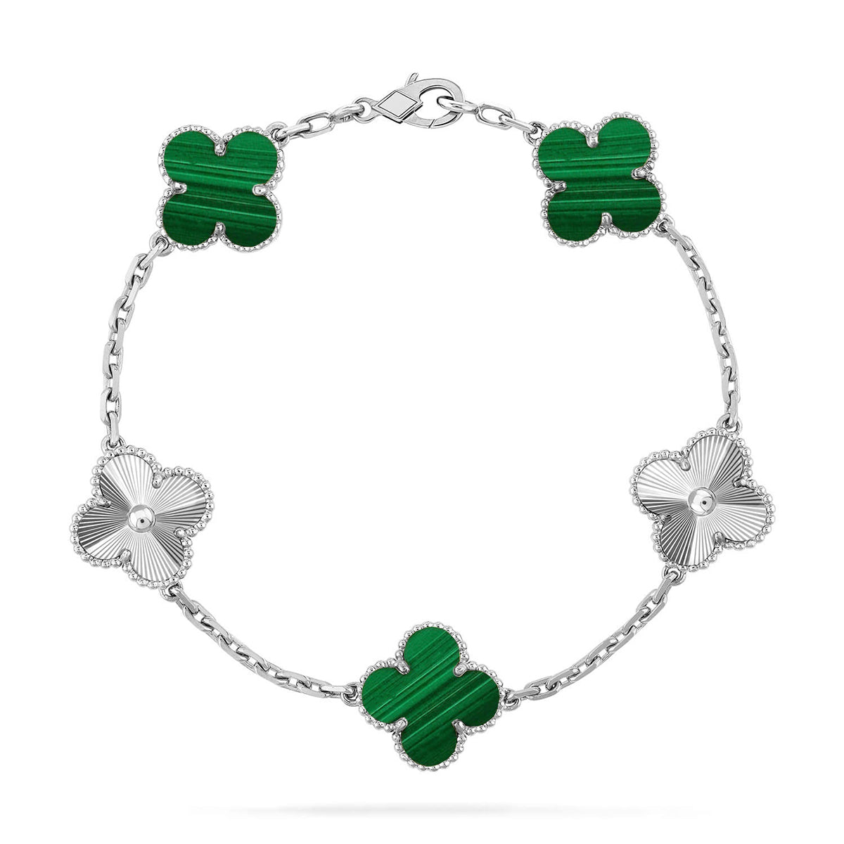 [LumiVibe] CLOVER 5 MOTIF MALACHITE BRACELET COLLECTION