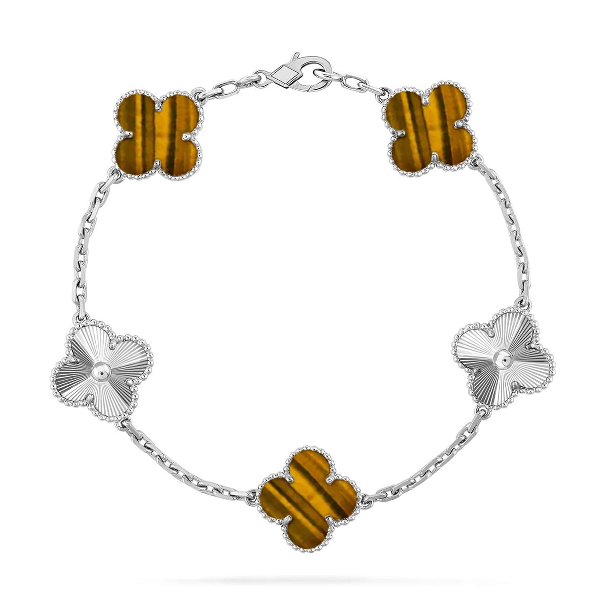 [LumiVibe] CLOVER 5 MOTIFS TIGER EYE BRACELET COLLECTION