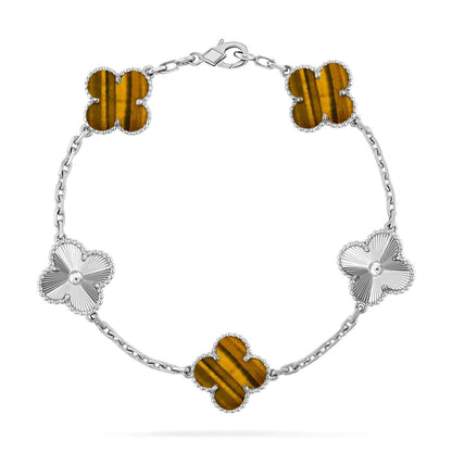 [LumiVibe] CLOVER 5 MOTIFS TIGER EYE BRACELET COLLECTION