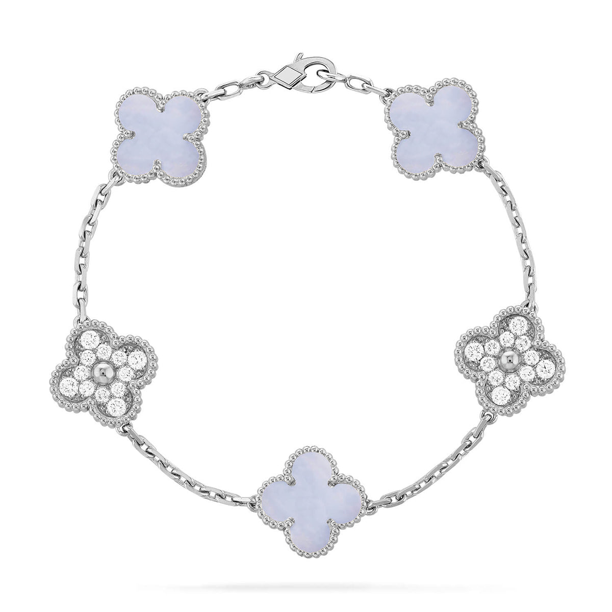 [LumiVibe] CLOVER 5 MOTIF PURPLE CHALCEDONY BRACELET COLLECTION