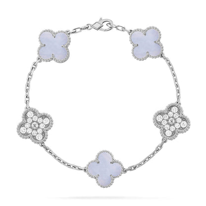 [LumiVibe] CLOVER 5 MOTIF PURPLE CHALCEDONY BRACELET COLLECTION