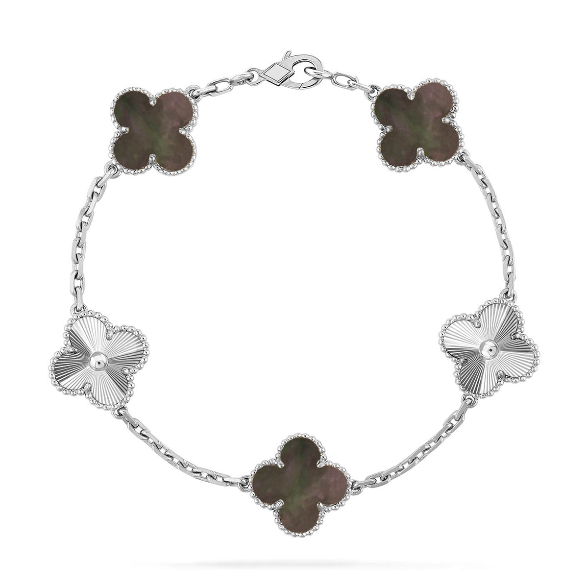 [LumiVibe] CLOVER 5 MOTIF GRAY MOP BRACELET COLLECTION