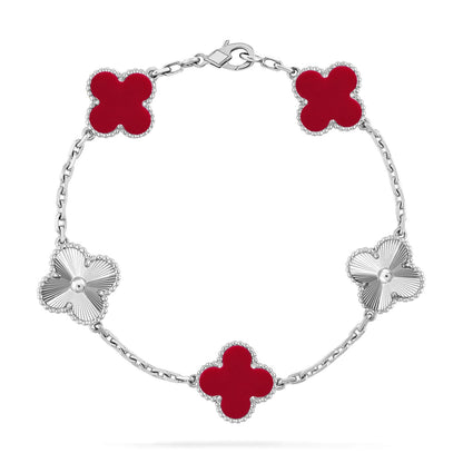 [LumiVibe] CLOVER 5 MOTIF RED CORNELIAN BRACELET COLLECTION