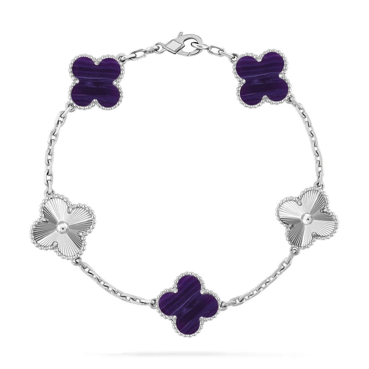 [LumiVibe]CLOVER 5 MOTIF PURPLE STRIPES BRACELET COLLECTION