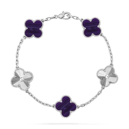 [LumiVibe]CLOVER 5 MOTIF PURPLE STRIPES BRACELET COLLECTION