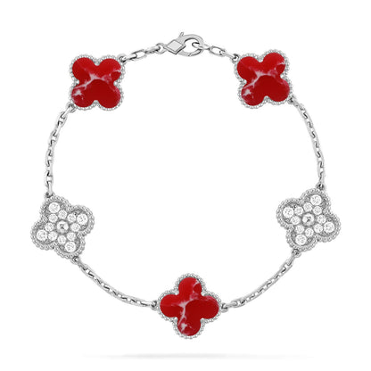 [LumiVibe]CLOVER 5 MOTIF RED PATTERN BRACELET COLLECTION