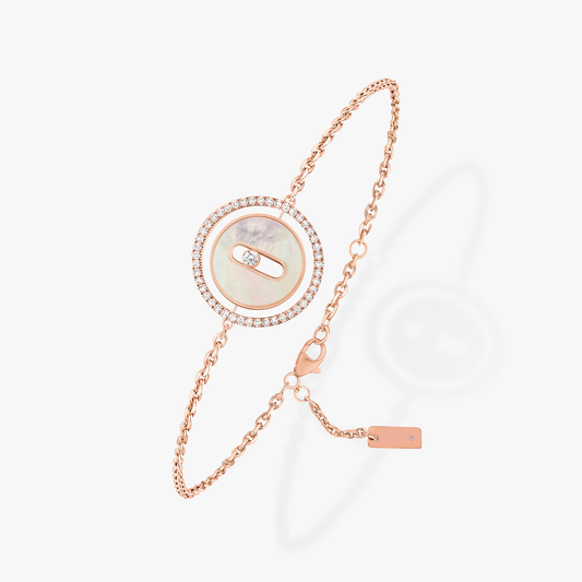[LumiVibe]Demo MOVE WHITE MOTHER OF PEARL PINK GOLD DIAMOND BRACELET