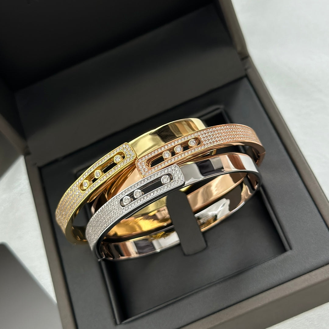 [LumiVibe]Move Noa Rose Gold Pavé Diamond Bangle Bracelet