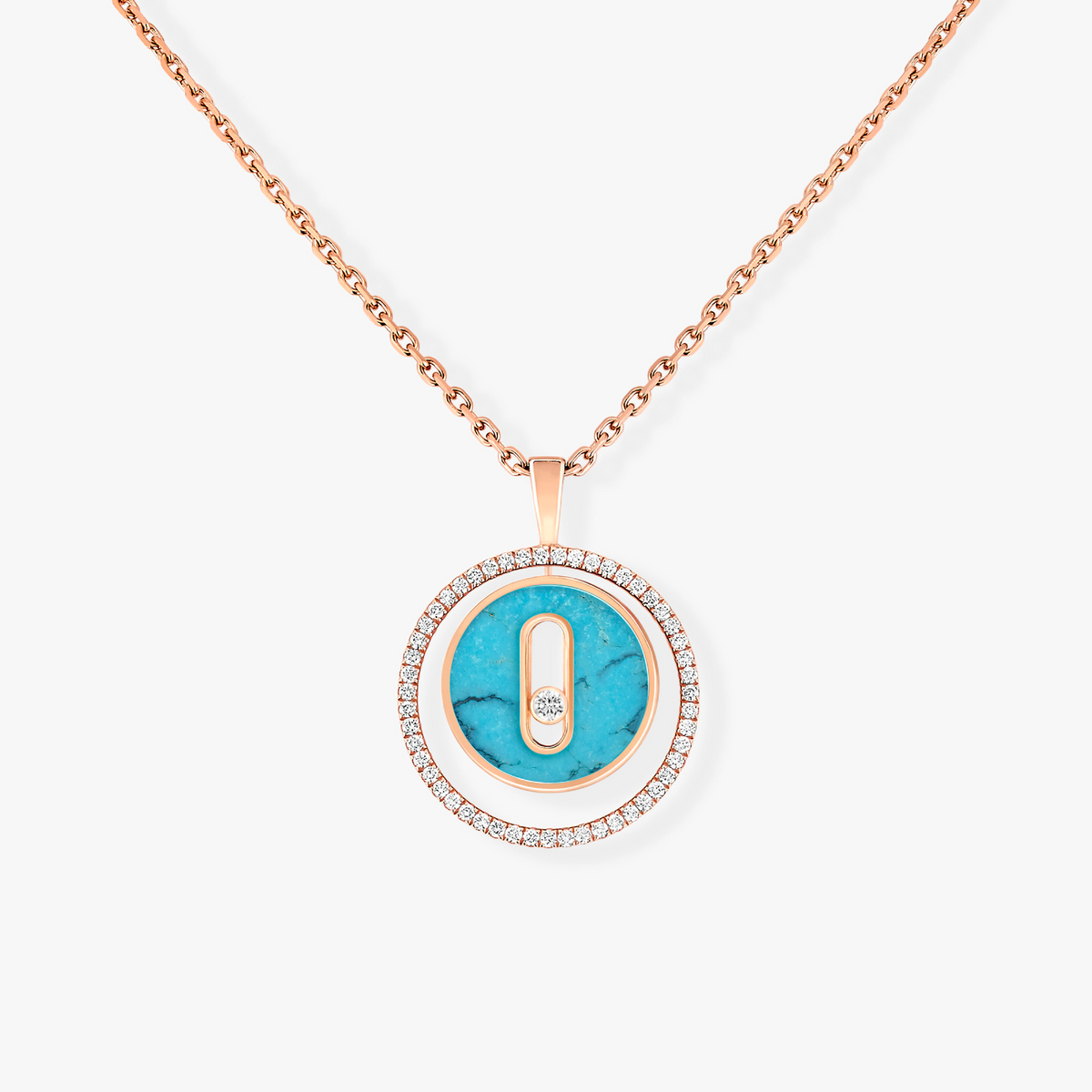 [LumiVibe]Demo MOVE 1 DIAMOND TURQUOISE PINK GOLD DIAMOND NECKLACE