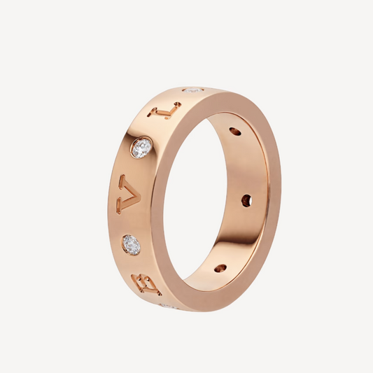 [LumiVibe]ZERO 1 ESSENTIAL PINK GOLD BAND WITH DIAMONDS RING