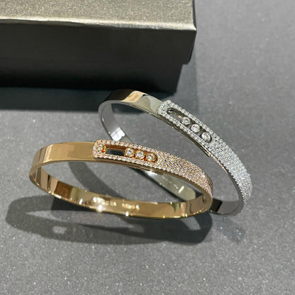 [LumiVibe]Move Noa Rose Gold Pavé Diamond Bangle Bracelet
