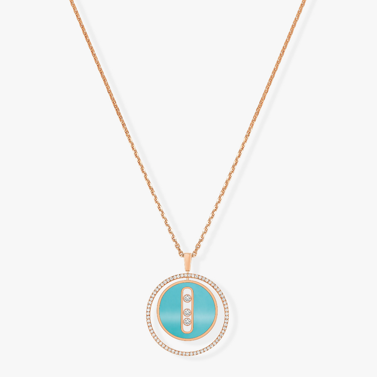 [LumiVibe]Demo MOVE 3 DIAMONDS TURQUOISE PINK GOLD DIAMOND NECKLACE