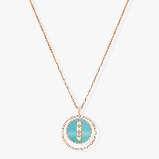 [LumiVibe]Demo MOVE 3 DIAMONDS TURQUOISE PINK GOLD DIAMOND NECKLACE