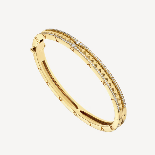 [LumiVibe]ZERO 1 SPIRAL AND PAVED DIAMOND GOLD BRACELET