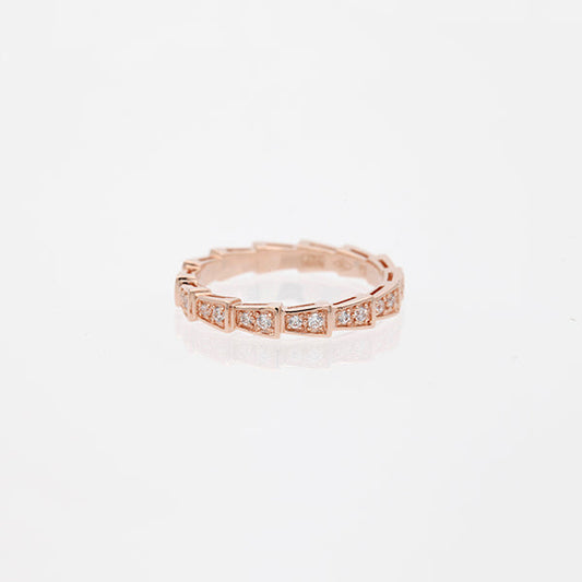 [LumiVibe]SERPENTI RING PINK GOLD DIAMOND PAVED 3MM