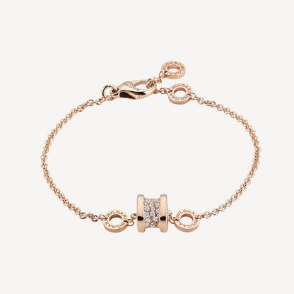 [LumiVibe]ZERO 1 SOFT PINK GOLD WITH PAVED DIAMONDS ON THE SPIRAL BRACELET