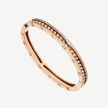 [LumiVibe]ZERO 1 SPIRAL AND PAVED DIAMOND PINK GOLD BRACELET