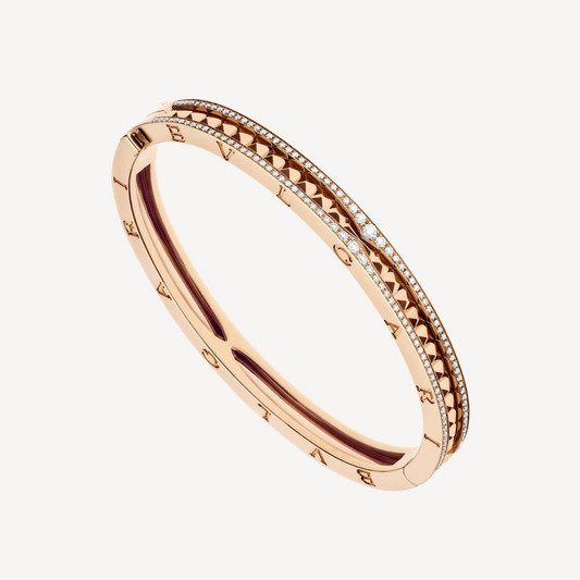 [LumiVibe]ZERO 1 SPIRAL AND PAVED DIAMOND PINK GOLD BRACELET