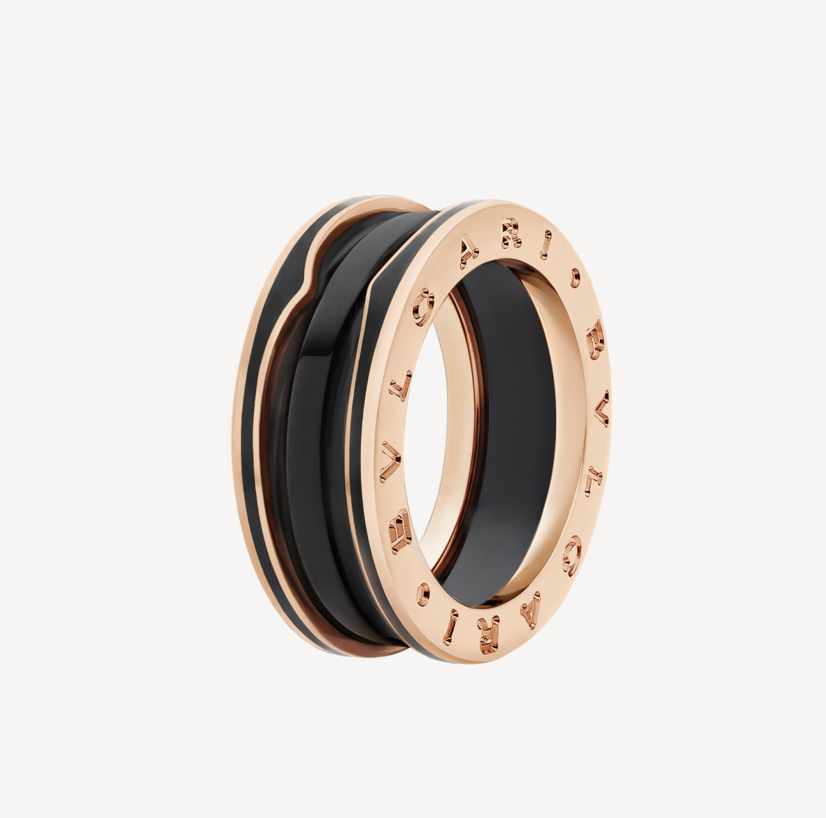 [LumiVibe]ZERO 1 TWO-BAND WITH MATTE BLACK CERAMIC PINK GOLD RING