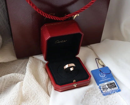[LumiVibe]LOVE RING 5.5MM 6 DIAMONDS PINK GOLD